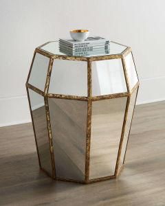 Small Gold Frame Silver Mirrored Side Table