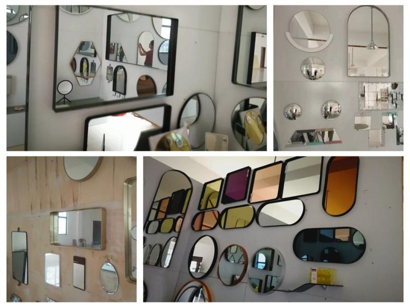 Jinghu Modern Style Black White Golden Color Metal Aluminum Alloy Framed Mirror Furniture Dressing Mirror Barhroom Wall Mirror