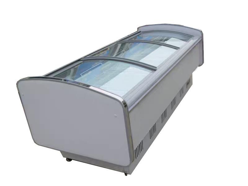 Curved Glass Door Refrigerated Freezer, Spicy Hot Cabinet, Fresh-Keeping Display of Seafood and Meat Dishes