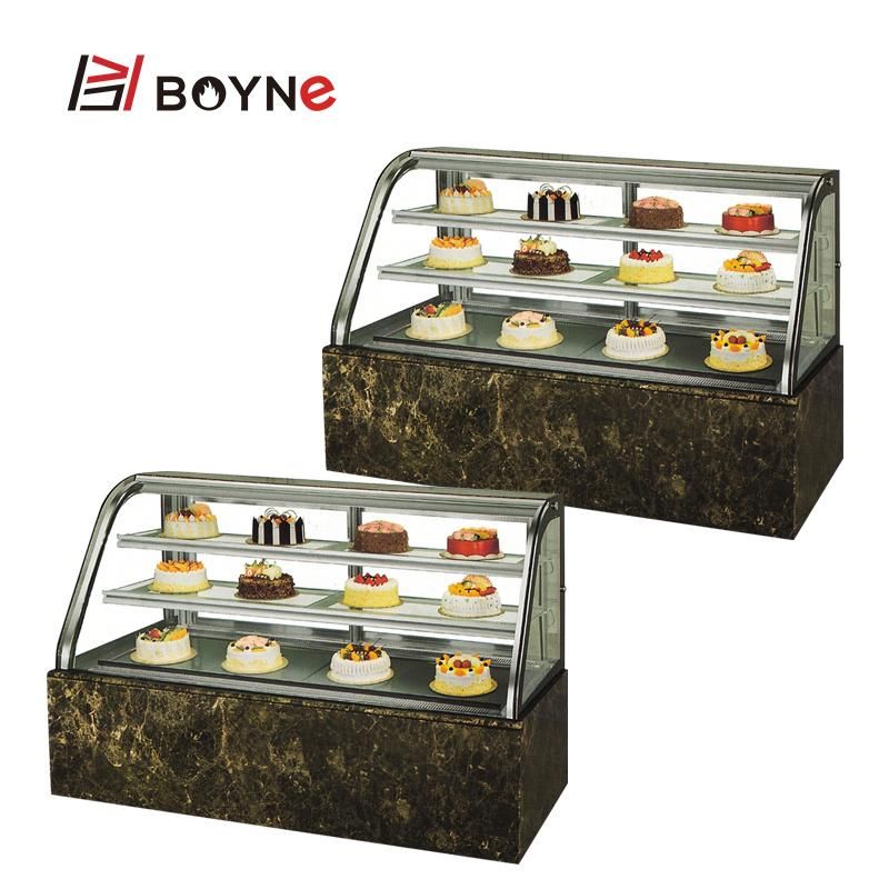 Coffee Cafe Double Curved Three Deck Cake Display Showcase Delicate Cabinet