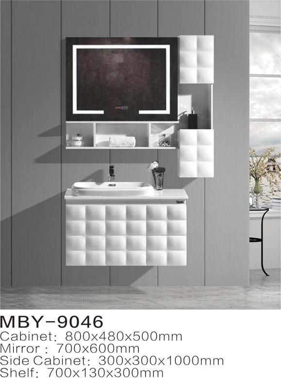 PVC Paint Free Wall Mounted Type Bath Bathroom Cabinet Vanity with Ceramic Basin and Mirror Cabinet