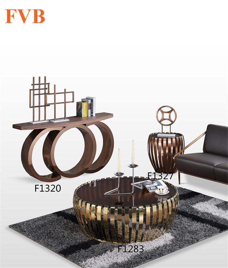 Modern Home Hotel Furniture Set Coffee Tables Witt Stainless Steel and Marble Top