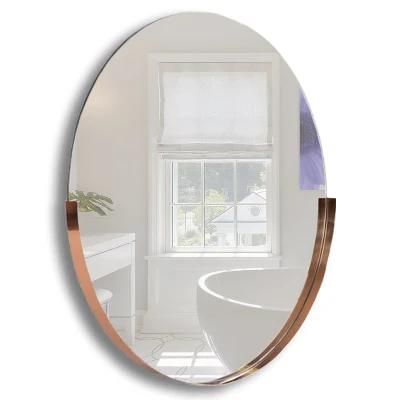 Rustic Round Gold Nonrust Steel Framed Mirror Bathroom Wall Decor