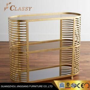 Antique Brass Finish Stainless Steel Frame Glass Console Table for Living Room Design