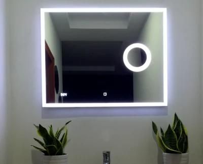 Anti-Fog Hotel Bathroom Backlit LED Mirror with Dimmer Defogger Magnifier