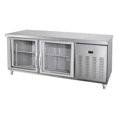 Commercial Restaurant Refrigerated Table Glass Door Kitchen Worktable Freezer
