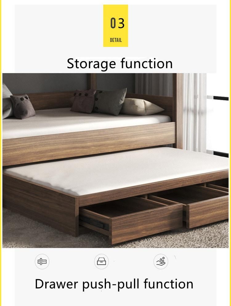 Wood Color School Home Bedroom Furniture Double-Deck Single Kids Beds