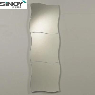6mm Long Wave Shaped Silver Coated Bathroom Mirror Frameless