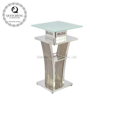 Cool Stainless Steel Bar Table with Glass Top
