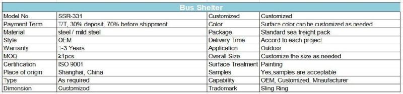 Modern Design OEM Carbarn Made for Bus Shelter