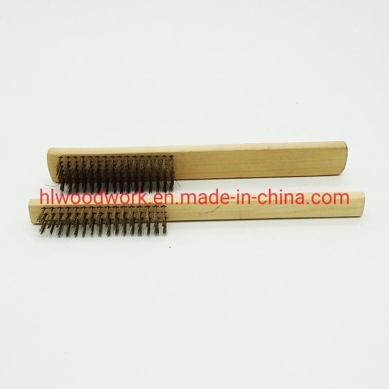 Brass Brush, Soft Brass Bristle Wire Brush, Wire Scratch Brush with Birchwood Handle Cleaning Rust Clean Metal