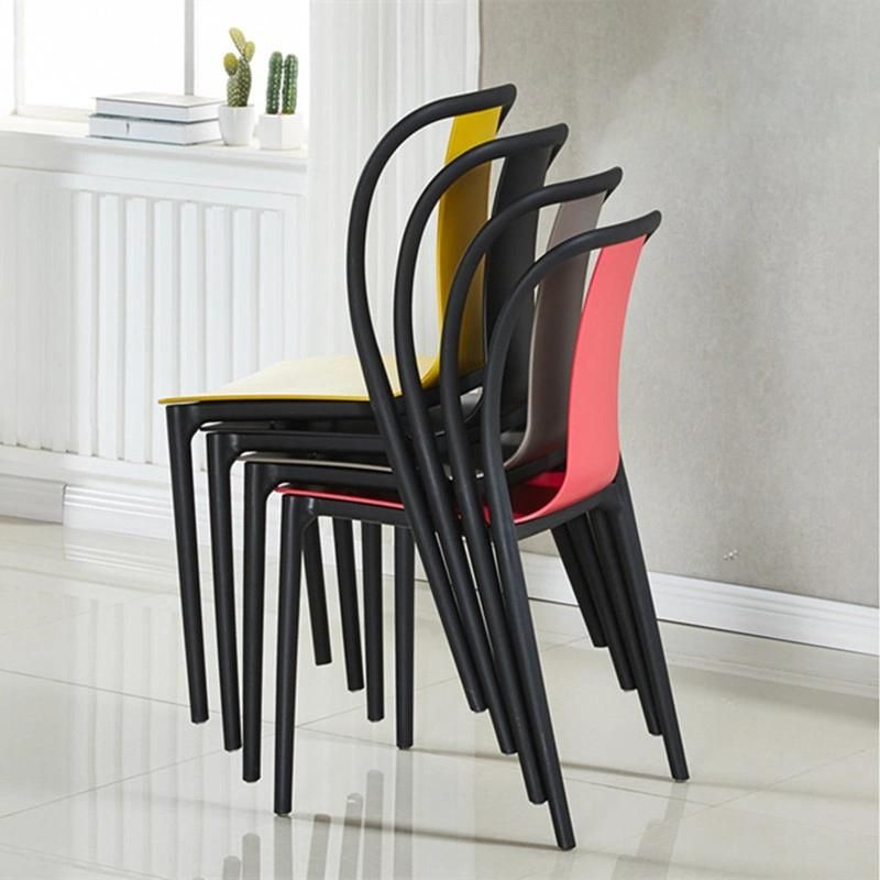 Home Restaurant Furniture Armless Leisure Modern Simple Stackable Dining Room Plastic Chairs