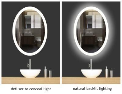 5mm Wall Mounted Round Classic Illuminated Backlit Bathroom LED Mirror with Touch Sensor
