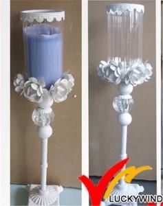 Antique Imitation Rose Glass Metal Candle Holder