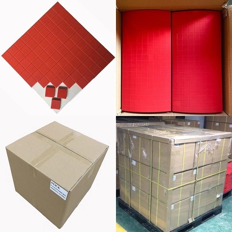 Glass Separator EVA Rubber Pads with Cling Foam 25*25*5mm Red Rubber +1mm Cling Foam on Sheets