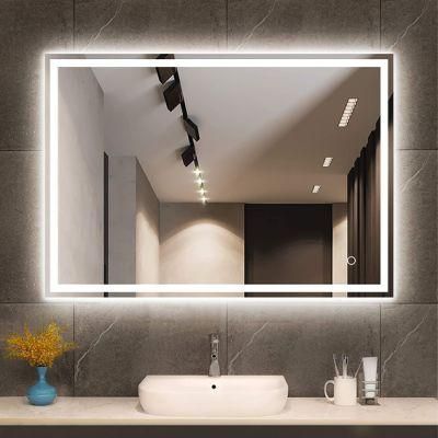 , Hinged Wall Glass Mirror in Bathroom with Touch Screen Plus Dimming