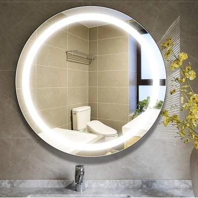 5mm Round Shape Bathroom Warm White Light LED Wall Mounted Mirror with Touch Sensor