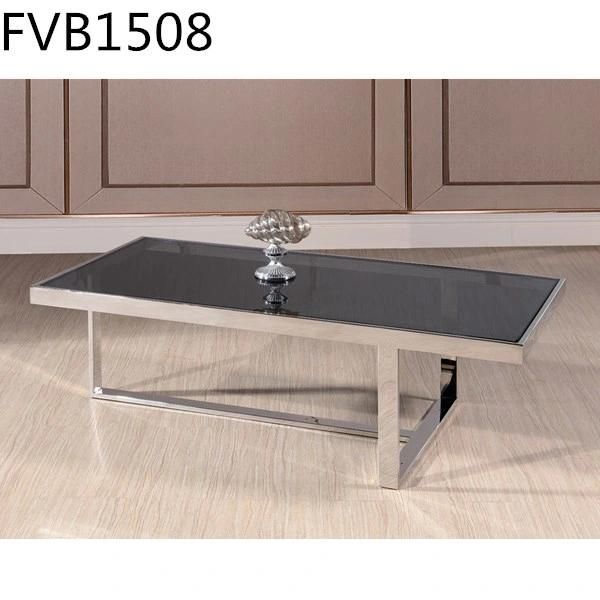 Square Coffee Table for Home Office Hotel with Tempered Glass Top