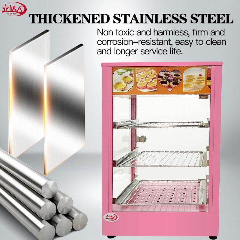 Supplier Fast Food Equipment Snack Display Food Warmer Showcase Cabinet Curved Glass Wholesale China Stainless Steel Not Coated