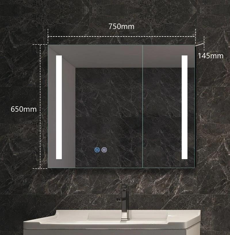 Decorative Smart Touch Switch Lighted Bathroom LED Mirror with Cabinet