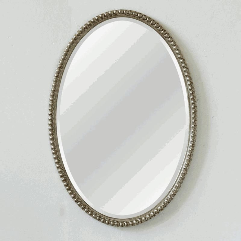 European Bathroom Mirror Nordic Bathroom Mirror Dressing Mirror Retro Hanging Wall Bedroom Oval Makeup Mirror