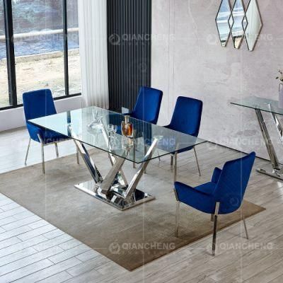 Luxury Modern Furniture Dinner Room Glass Table Set