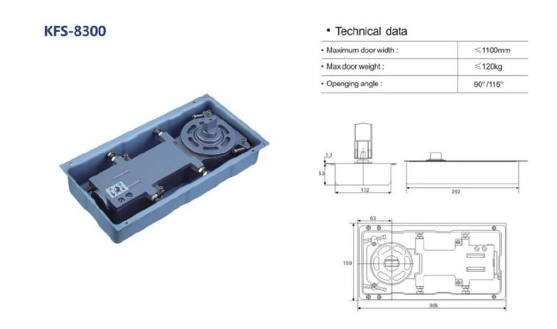 Glass Door Floor Spring Door Closer for 8-12mm Glass Door