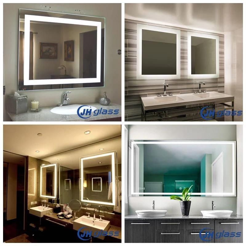 Hotel Bathroom Anti-Fog Multi-Colored LED Mirror with Touch Sensor Dimmer