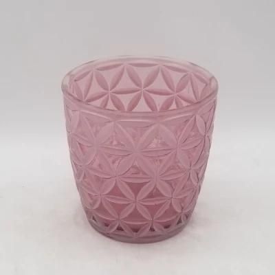 Glass Candle Holder with Customized Frosted or Shiny Spray Color