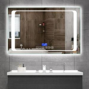 Customized Hotel Decoration Material Bluetooth Function LED Bathroom Mirror