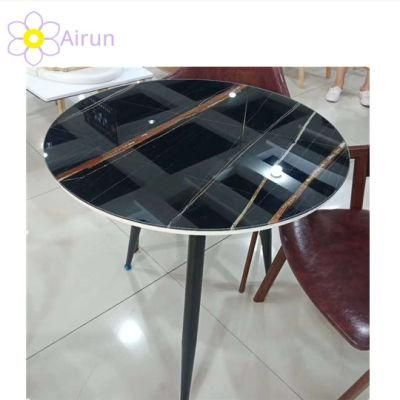 Italian Luxury Design Round Marble Glass Top Dining Table Set with Metal Legs
