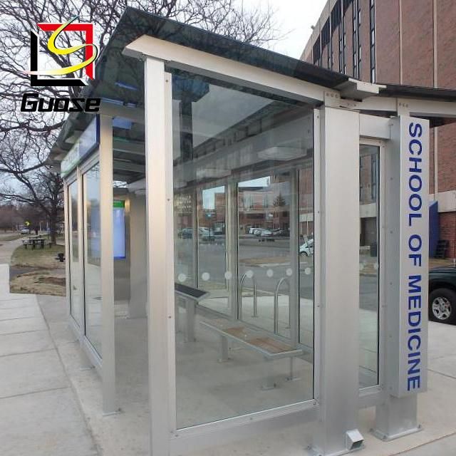 Customized Stainless Steel Tempered Glass Bus Stop Shelter for Sale