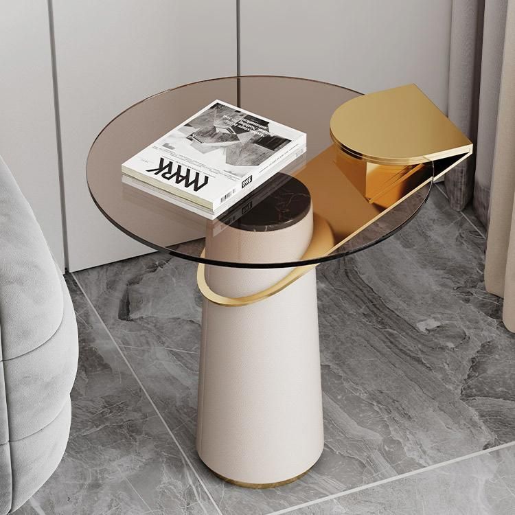 Modern Round Glass Top Coffee Table Living Room Side Table Coffee Shop Corner Table Furniture