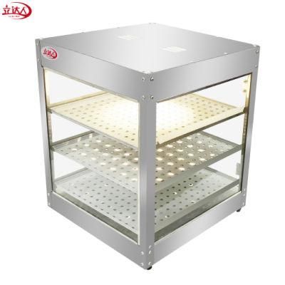 Restaurant Equipment Heating Warming Showcase Bakery Showcase Heating Warming Cabinet Round Curved Glass Hot Food Kitchen Cabinets