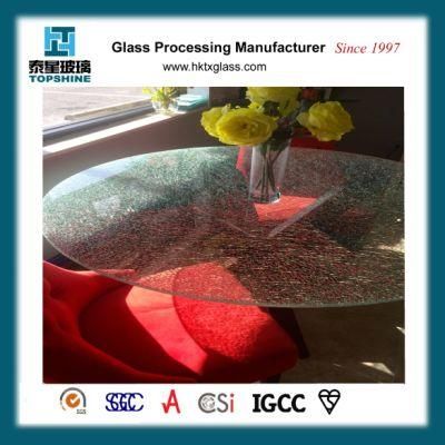 Morden Design Ice Cracked Glass Table Top for Coffee Table