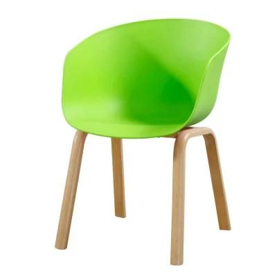 Wholesale Garden Outdoor Furniture PP Seat Wood Metal Leg Dining Chair for Bar or Garden Dining Coffee Chairs