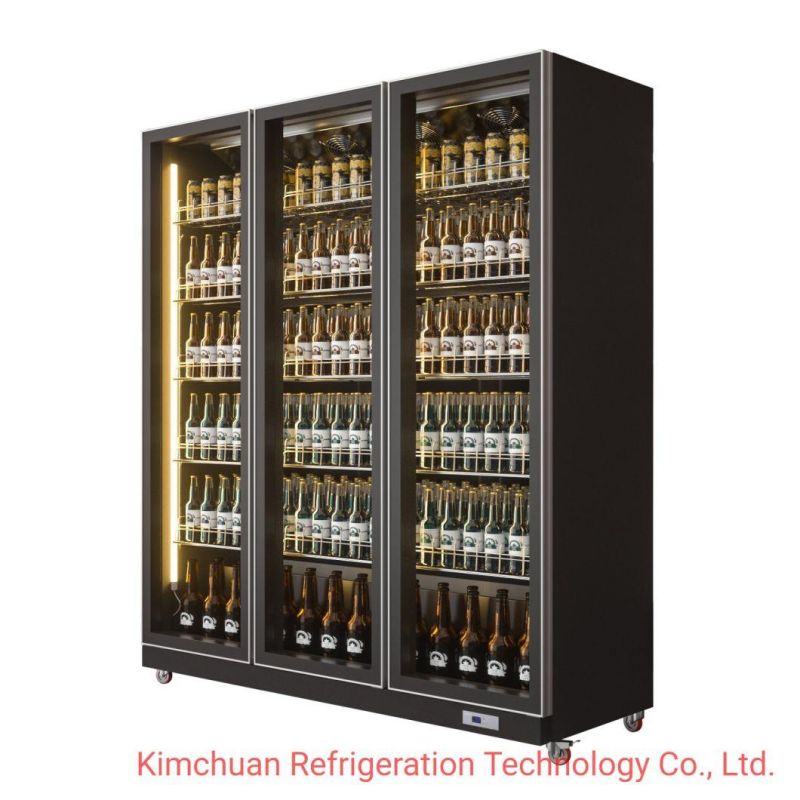 Commercial Glass Door Vertical Refrigerated Display Case Beer Cooler Display Chiller Showcase