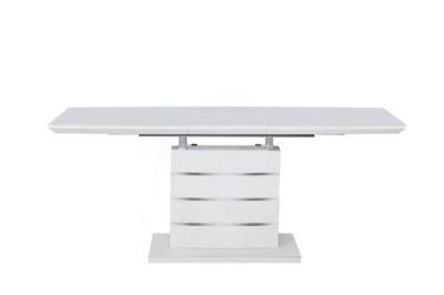 Good Quality Furniture Modern MDF with Matt Glass Top Dining Table Design