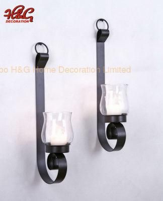 Set of 2 Wall Sconce Candle Holder with Clear Glass