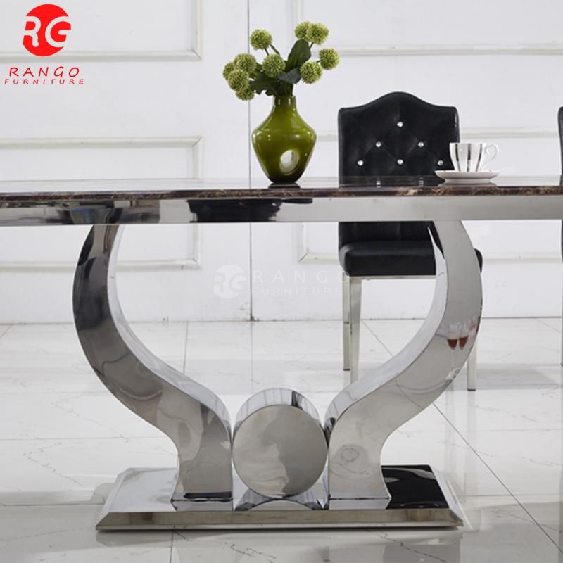 Marble Table with Glass Top Dining Table in Fashion Design for Sale Dining Room Furniture