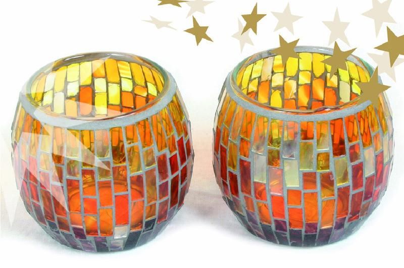 Boshan Candle Holders Color Glass Mosaic with Handmade Candle Holders for Wedding Dinner Hom