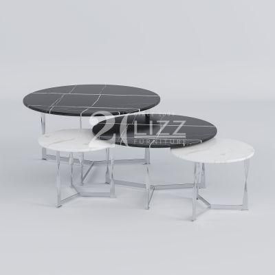 Hot Selling Modern Stylish Home Furniture Sectional Table with Gold/Silver Stainless Steel Legs
