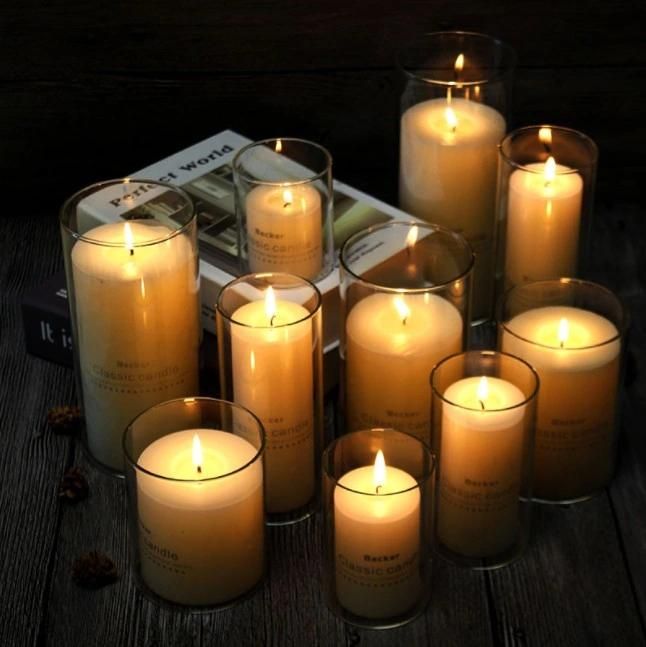 Heat-Resistant Long Cylinder Scented Glass Candle Holders for Wedding