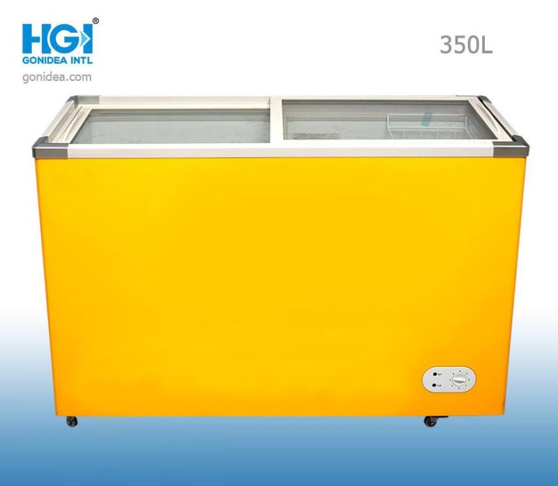 350L Flat Glass Door Display Chest Freezer Ice Cream Showcase SD/Sc-350