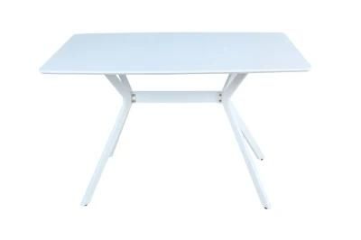 Wholesale Home Hotel Furniture Modern Design White Wood Top Steel Dining Table for Garden