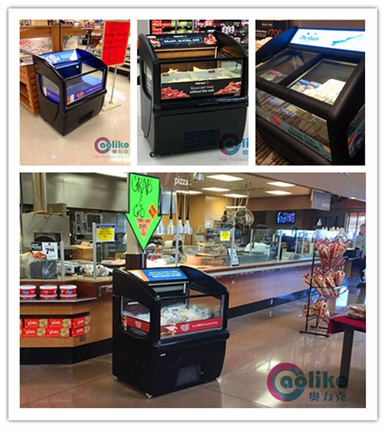 Open Mini Display Refrigerating Showcase for Sushi or Pre-Packed Food Optional Posters Available