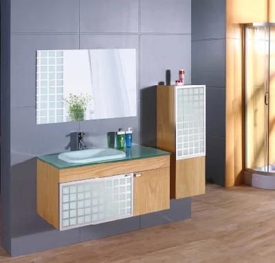 Best Selling Glass Basin MDF Bathroom Cabinet with Mirror
