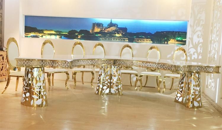 Hotel Banquet Hall Dining Furniture Half Moon Illuminated Restaurant Table