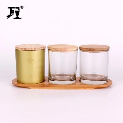 Hot Sell Hih Qulaity 500ml Empty Cylinder Candle Jar Holder with Wooden Cork Lid