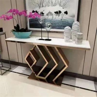 Hotel Furniture Luxury Design Side Table Bar Table with Wine Cabinet Table Marble Console Table